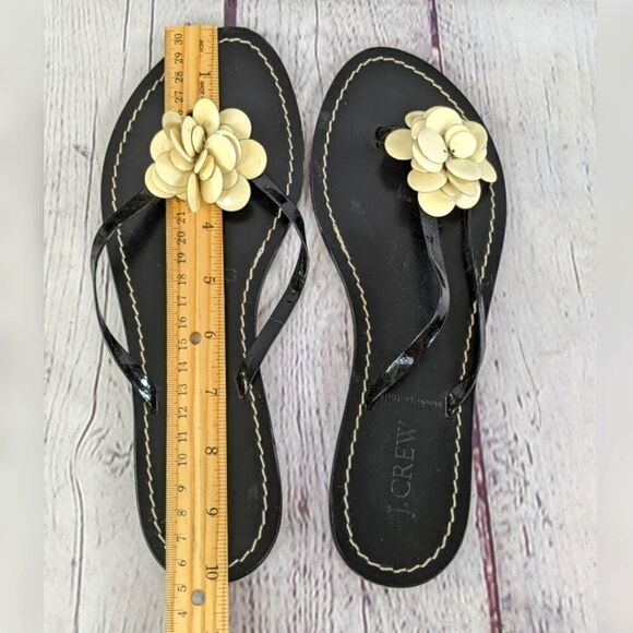J.Crew Italian Leather Capri Posie Black Sandals - Picture 11 of 13